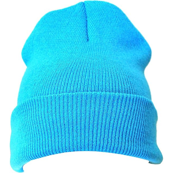 Miesten ja naisten pehmeä ja mukava arkikäyttöön sopiva hattu, lämmin neulottu talvivillainen skully-hiuspanta hiihtoon Baby Blue