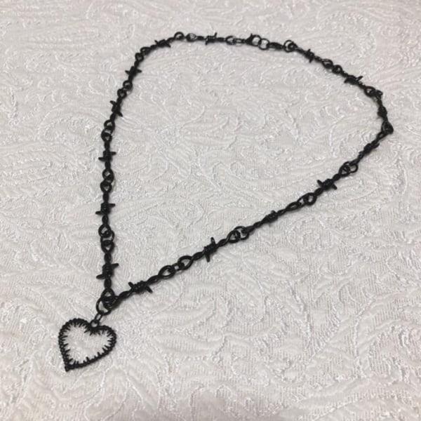 Gotisk Hjerte Halskæde Hjerte Choker Clavicle Kæde Goth Smykker Halloween Jul Valentinsdag Gave Til Kvinder Mænd Par Sølv