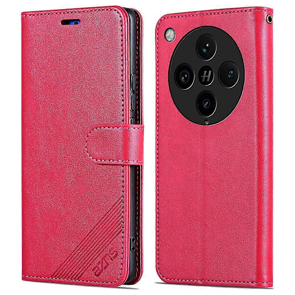 AZNS Fodral för Oppo Find X8 Pro 5G - Anti-Repskyddande PU-Läder Stativ Plånboksfodral - Röd Multicolor Red