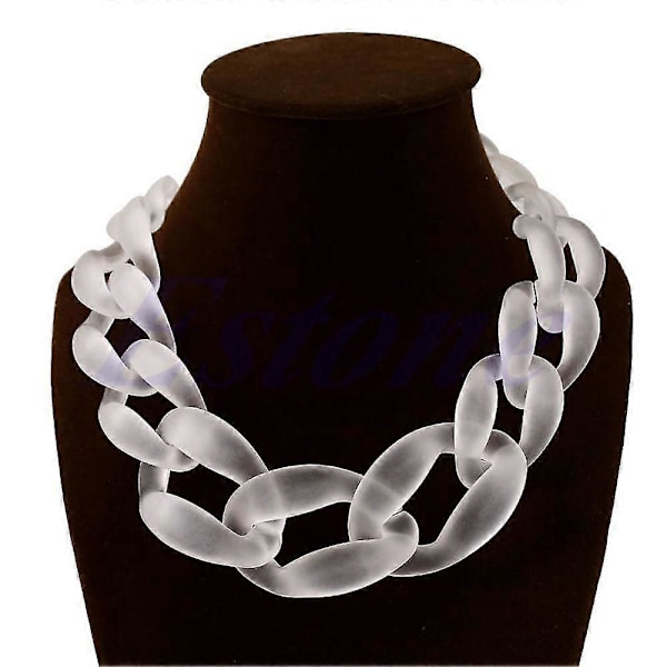 Akryl Krage Chunky Choker Statement Bib Kjede Halskjede Vedheng White