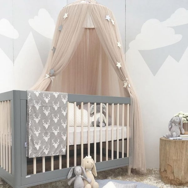 Himmel seng Canopy seng Cot Myggnett telt Tulle (Rosa)