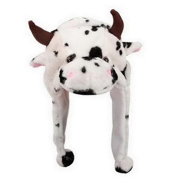 Plushdjurhuvor i en storlek, keps i polyester med fleecefoder cow