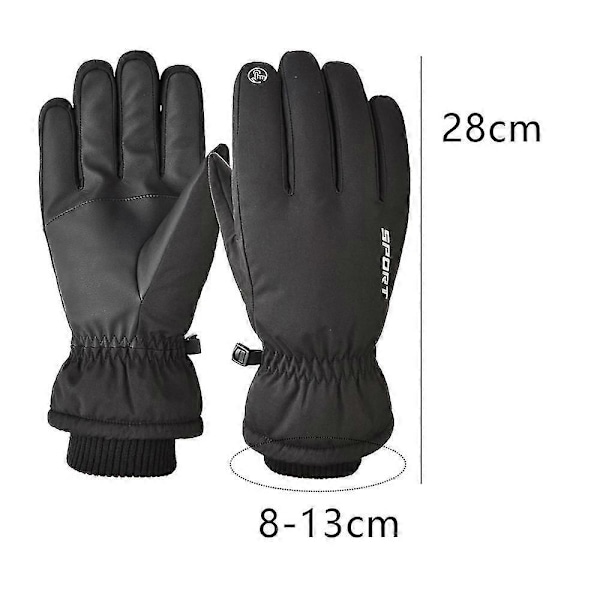 Varma vinterhandskar för pekskärm, vattentäta termiska snöhandskar black