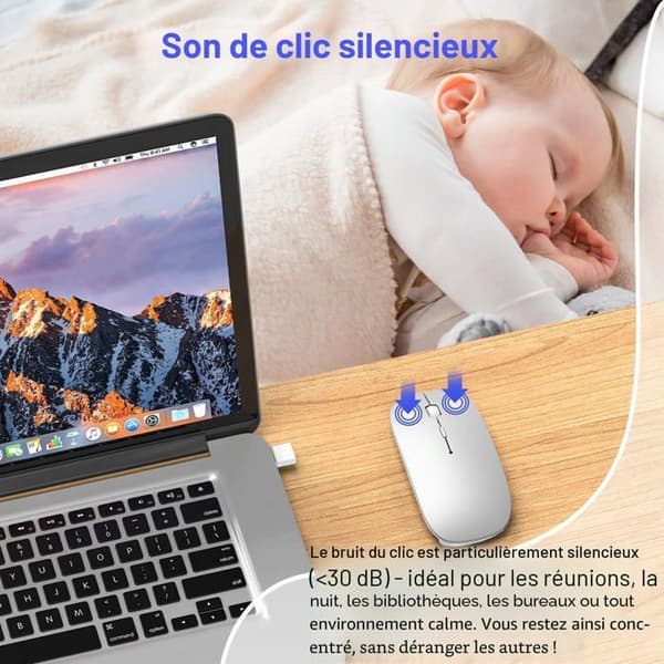 Trådløs Bluetooth-mus - 1 enhet - Ergonomisk plast - Anti-låsmodus - PC Mac iPad -