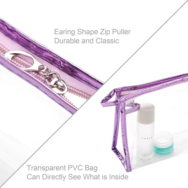 5 stk Gennemsigtige Vandtætte Kosmetikposer med Lynlås Bærbare PVC Klarsynlige Kosmetik Makeup Pose Pung til Ferie Rejse Mode Gennemsigtige Tasker