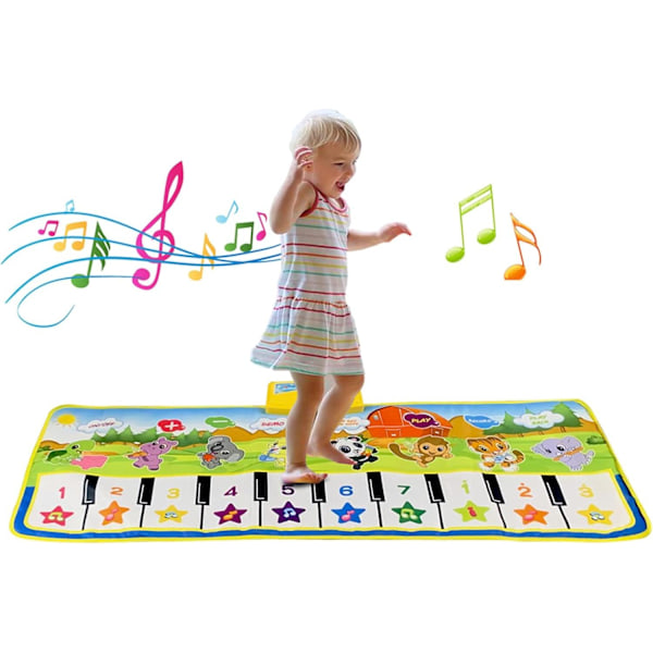 Dansmatta med pianomusik, pedagogiska musikleksaker för 2-6-åringar, presenter för 2-6-åringar (Grön)