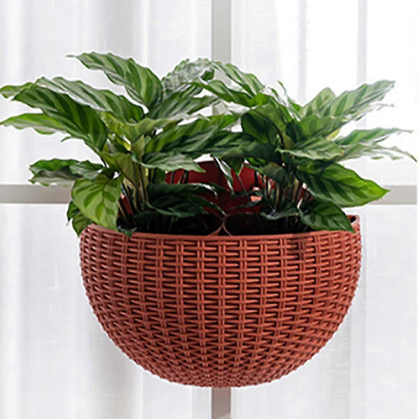 Seinään kiinnitettävät kukkaruukut Kukkaruukku Lahja Parveke Puoliympyrän muotoinen Sisä- ja ulkokäyttöön Kodin koristelu Riippuva eurooppalaistyylinen maljakko Brick red small  size