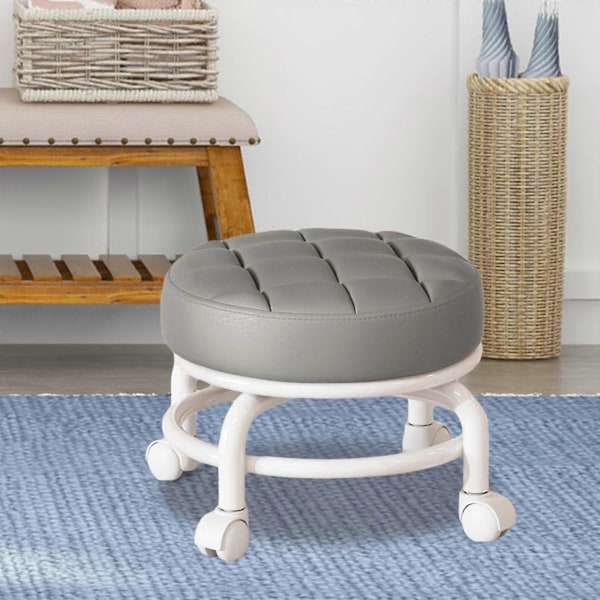 360° Roterande Rullpall Hushållspall Flyttbar Pall Lågt Buller Remhjul Låg Pall Universella Svängbara Hjul För Kök Hem Gray 30cmx28cmx6cm