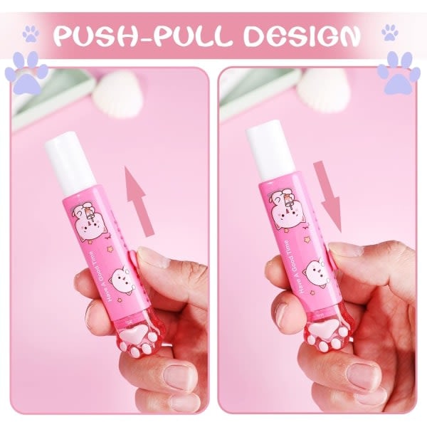 4-pak kattepoteformede viskelædere til børn, Kawaii blyantstil