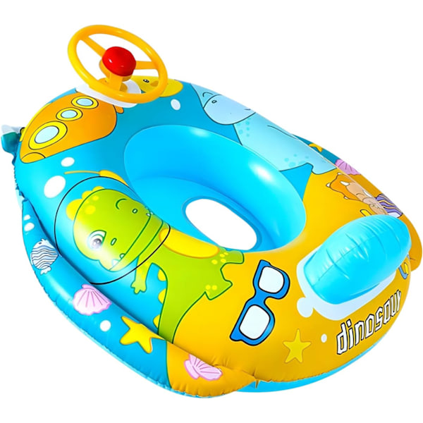 Baby Uppblåsbar Pool Float, Baby Badring Baby Badring Säker Säte Badring med Ratt Pool Säte Båt