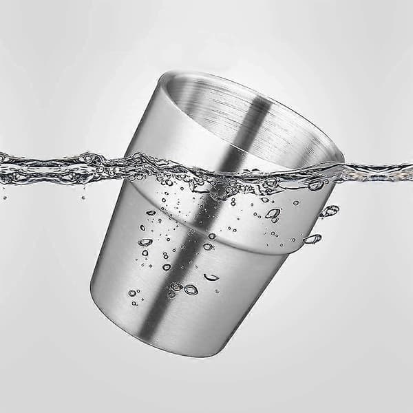 4 stk. Premium rustfrie stålbeger, 150 ml uknuselige metallbeger, stablebare drikkebeger, isolert stablebart dobbelt rustfritt stålkopp for reise
