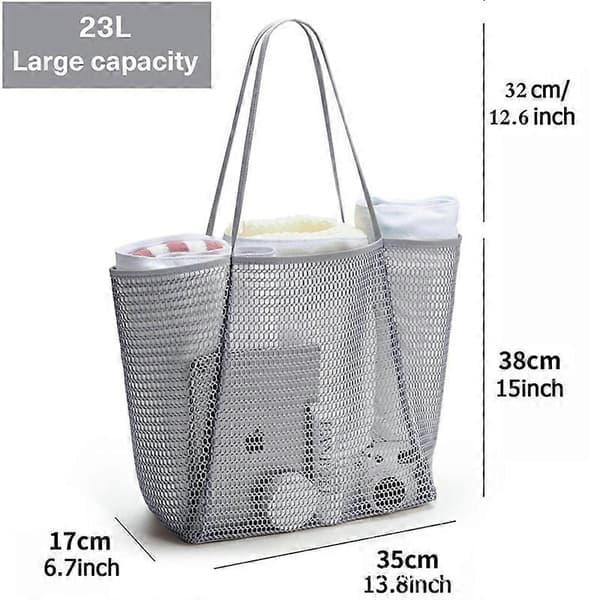 Mesh Strandtasker til Kvinder, Store Strandtasker Egnet til Strand Svømmebassiner Rejse Strand Essentials GRAY