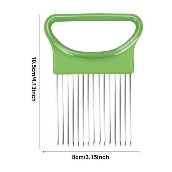 2 stk løkholder for kutting, rustfritt stål pinner kjøkken slicer, sitron agurk kammer, kjøttmørner, grønn og oransje (oransje)