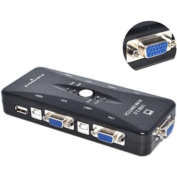 Splitter, 4-ports USB 2.0 Switch, Switch Box Adapter og USB-kabel