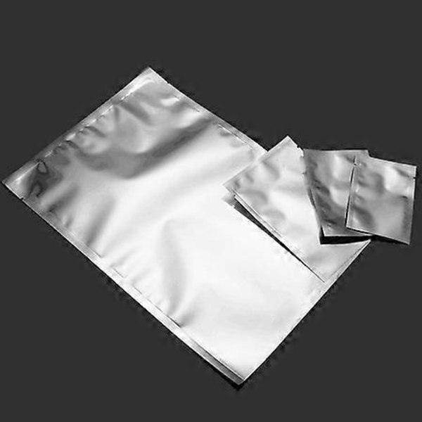 100 stk. Sølv Åben Top Mylar Folie Aluminiumspose Varmeforseglings Madopbevaringsposer Aluminiumfolie Vakuumforseglingspose 15X22CM