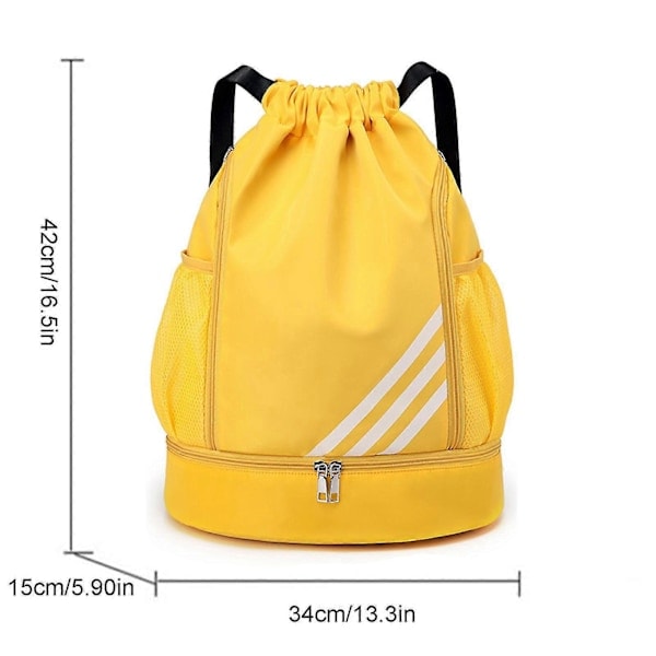 Kiristysnyörillinen urheilukassi kenkätilalla, vedenpitävä reppu miehille ja naisille Yellow