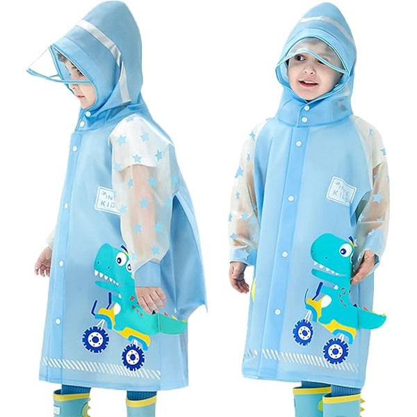 1 stk. Børne Regnjakker Regn Poncho Piger Drenge Regnjakke Vandafvisende Poncho Toddler Tegneserie Regn Tøj Genanvendelig med Bærbar Taske Blue M