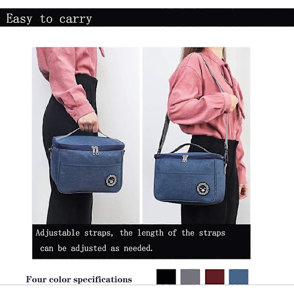 12L Kjølebag, AC Kjøle Picnic Bag, Kjølebag for Voksne Matpakker, Kjølebag for Kontor Matpakker, Kjølebag for Barn, Sammenleggbar Kjølebag, Justerbar Kjølebag