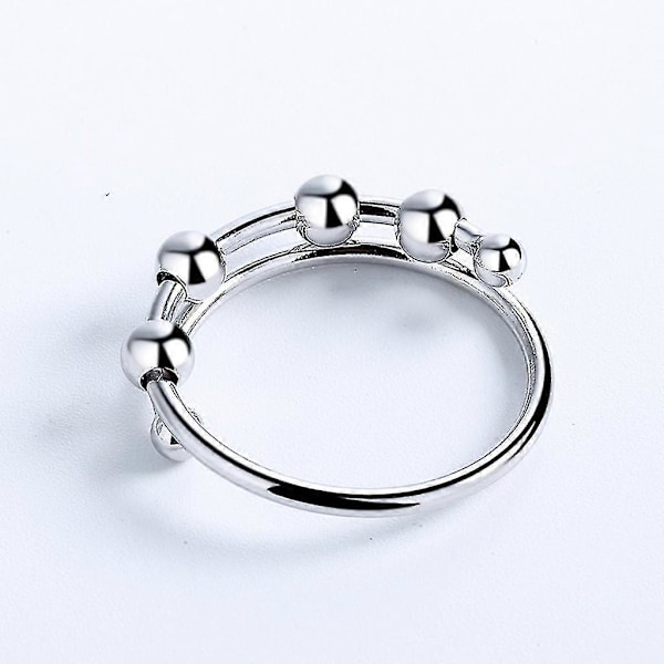 Kvinnor Roterbara Fidget Pärlor Ringar Enkel Spiral Spinner Pärlor Ring Anti Stress Ångest Öppningsbar Fredsring Smycken