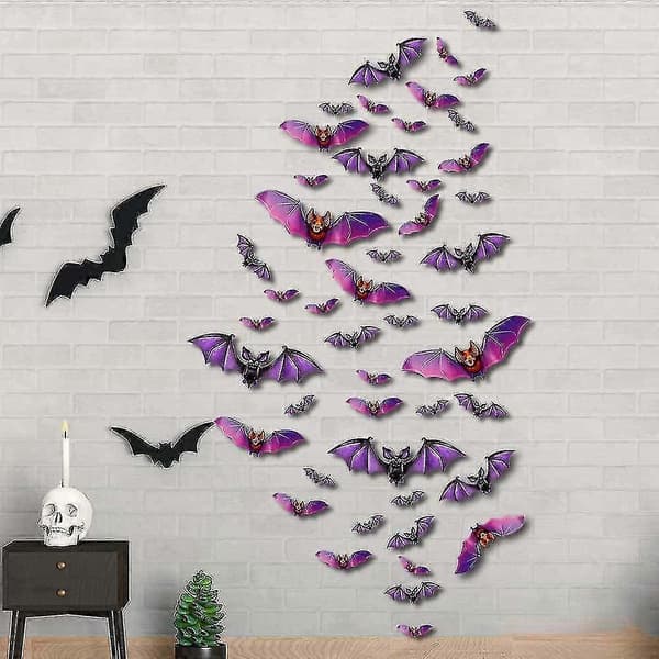 Halloween Fladdermöss Väggdekor Pumpa Fladdermus 3D Dekor Fönsterdekaler För Hemfester BF003
