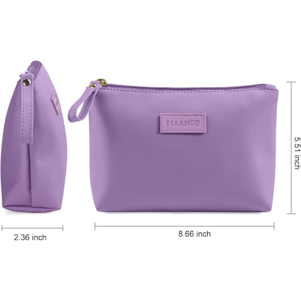 Liten Sminkväska för Handväska Liten Kosmetikväska Bärbar Reseväska för Smink Vattentät PU-Läder Sminkväska Purple