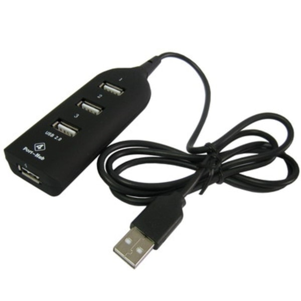 USB 2.0 Hub med 4 porter, svart