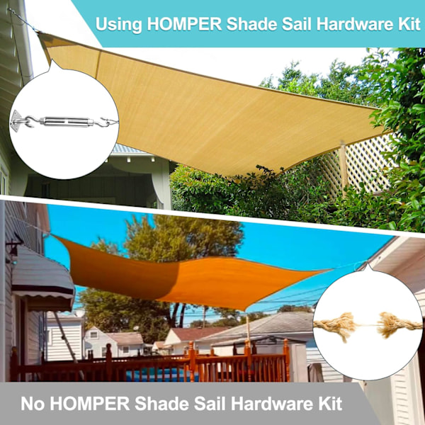Markisfästesats,  Duty Sun Shade Sail Rostfritt stål Hårdvarukit för trädgård Triangel och Fyrkant, Rektangel, Sun Shade Sail Fästtillbehör