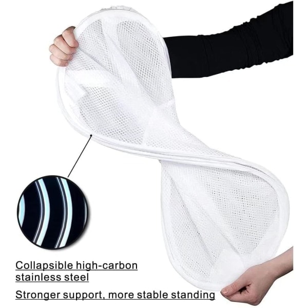 75L Deluxe Stark Mesh Pop-up Tvättkorg med Sidoficka för Tvättstuga, Badrum, Barnrum, Studentboende eller Resor Vit 36x36x60cm