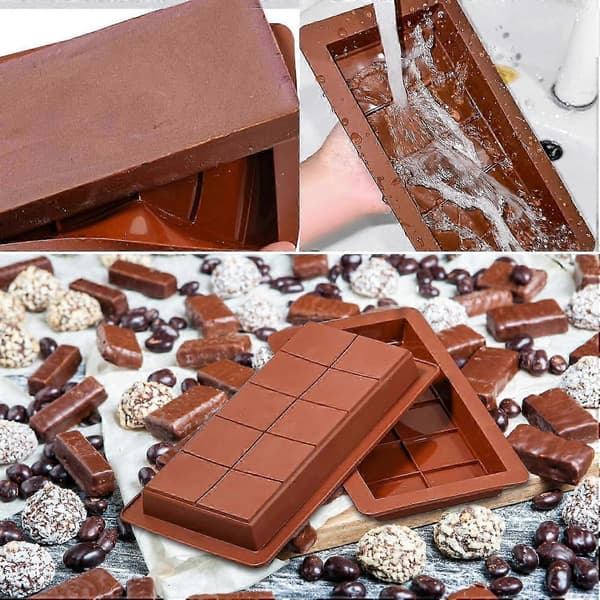 2 STK Silikone Chokoladeforme, DIY Dybe Chokoladebarforme, Non-Stick Bageforme til Fremstilling af Slik/Sødt/Chokolade/Is