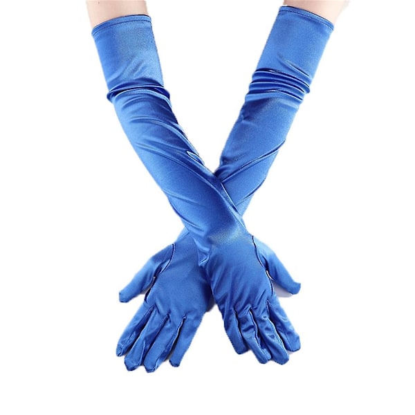 Prestandahandskar Satin Långa Handskar För Kvinnor Danshandskar Bröllopshandskar White