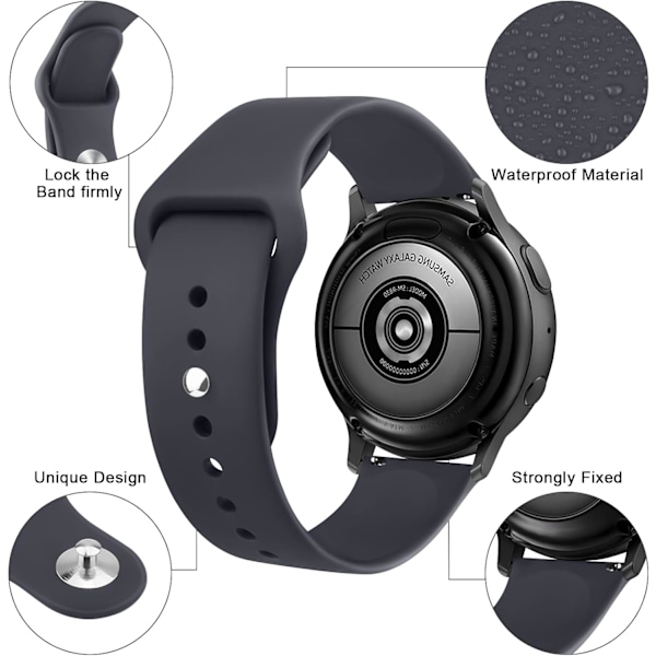 Silikonarmband för Samsung Galaxy Watch 6/5/4 för kvinnor och män, 20 mm mjukt ersättningsband för Samsung Watch 6/5/4 Midnight blue