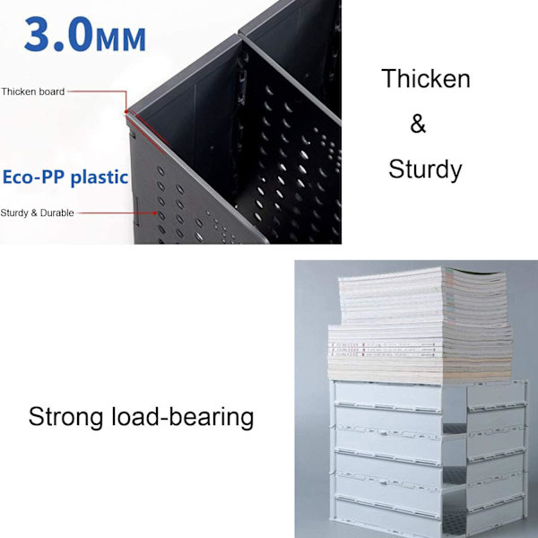 A4 Filmappe Folding Bogreol, Lodrette Rum Magasin Filmappe, Skrivebordsarrangør Dokumentmappe til Kontor Organisation og Opbevaring Dark Gray