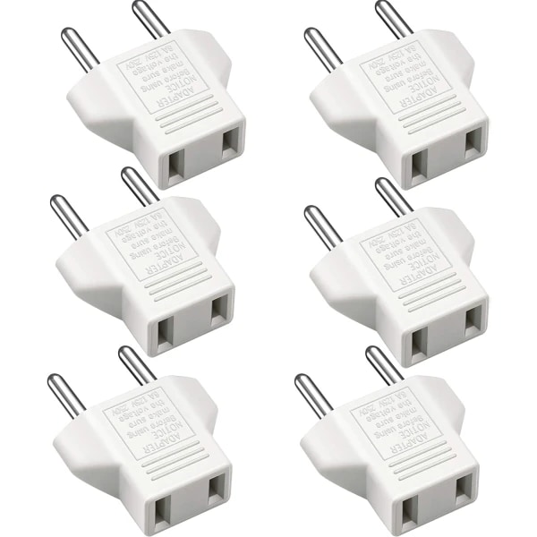 6pcs US to EU Adapter - White