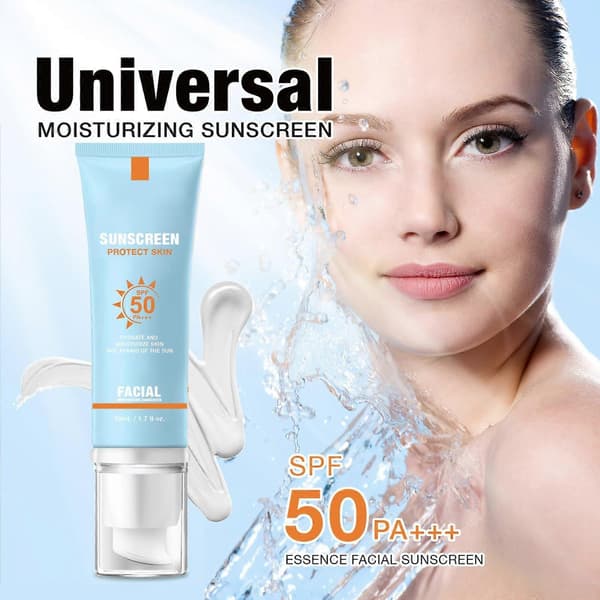 Solkräm SPF 50 PA+++ Ansiktskräm, Bredspektrum UV-skydd, Ingen vit hinna, Koreansk hudvård (3-pack)