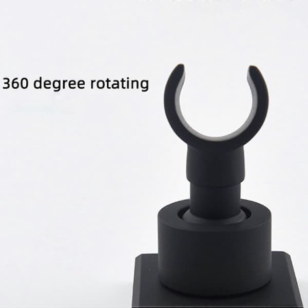 Sort Brusehovedholder i Rustfrit Stål Væghængt Håndholdt Brusehovedholder 360 Rotation
