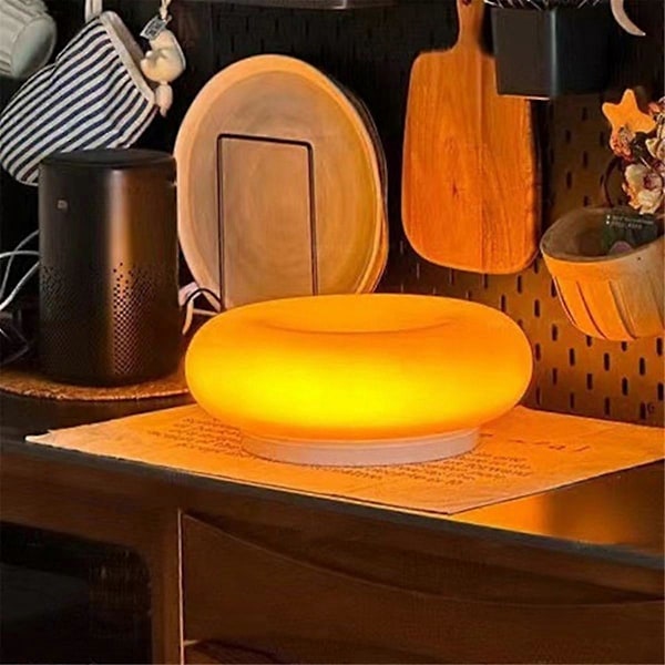 Oransje Donut Lampe, Moderne Lampe fra Midten av Århundret, Nattbordslampe, Ny Art Deco Lampe, Vakker Bord- og Vegglampe