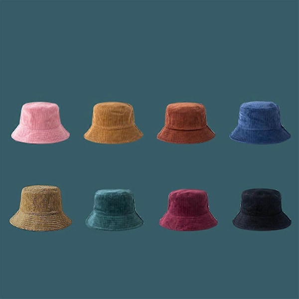 Manchestervelour Bucket Hat Vinter Varm Hip Hop Ribbad Randig Fiskehatt för Sol Beige