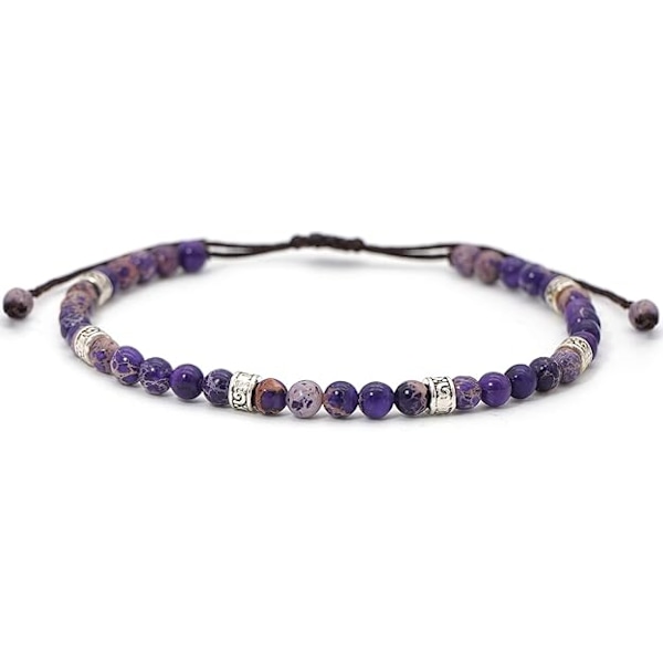 1 st armband med pärlor Justerbar Handgjord Strängarmband Bohème Färgglada Stenar för Kvinnor Purple