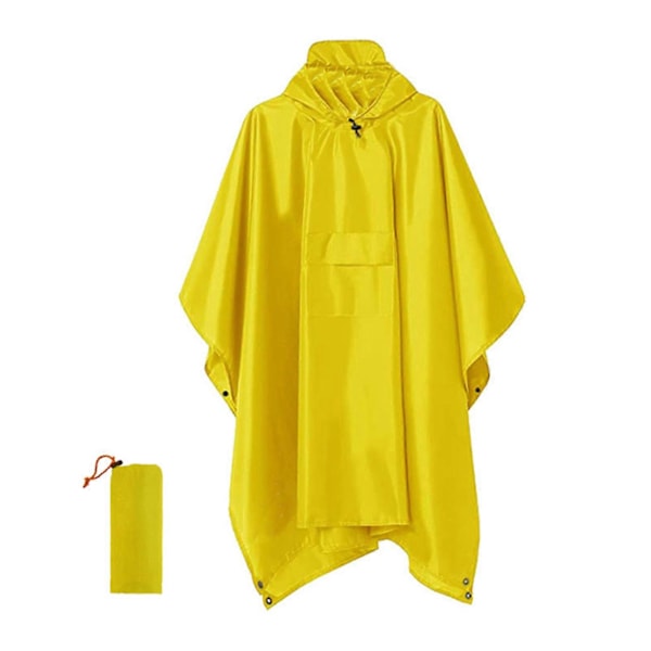 Regnkappe 3 i 1 Regnponcho Vandtæt Poncho Voksen, Genanvendelig Regnponcho Voksen Vandtæt Poncho Yellow