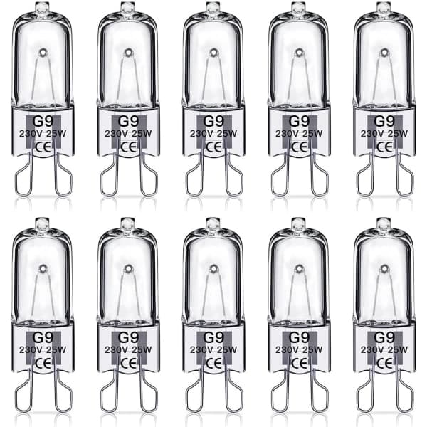 G9 halogenlampor 25W, 230V, 10-pack 25W 25W