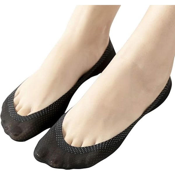 4 par låga No Show Liner-strumpor för kvinnor Andas Mesh Bomull Nylon Dolda Osynliga Strumpor Anti-halk för Båt Loafer Sneakers 2beige+2black
