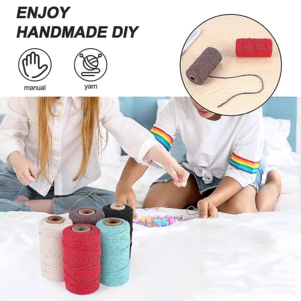 5 stk. Macrame Snor Macrame Snor Diy Håndværk Snor Spole Garn Rustik Snor Reb 2 Mm X10