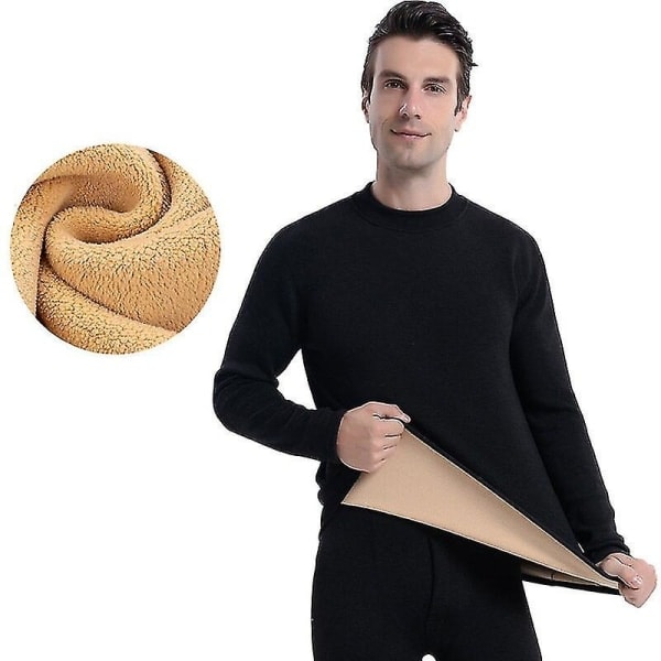 Undertøy Menn Tykk Kasjmirfleece Holder Varmen I Svart XXXL(75-85kg)