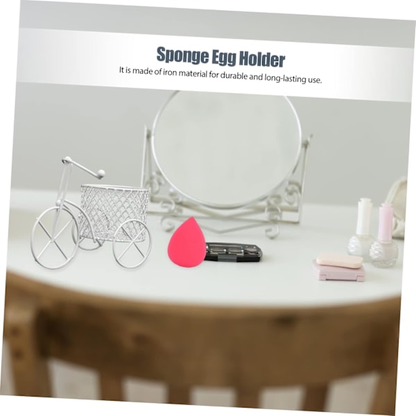 Jern Cykelhyldebeslag Makeup Pudder Puff Makeup Penselholdere Svampeæg Stativ Makeup Display Stativ Pudder Puff Stativ