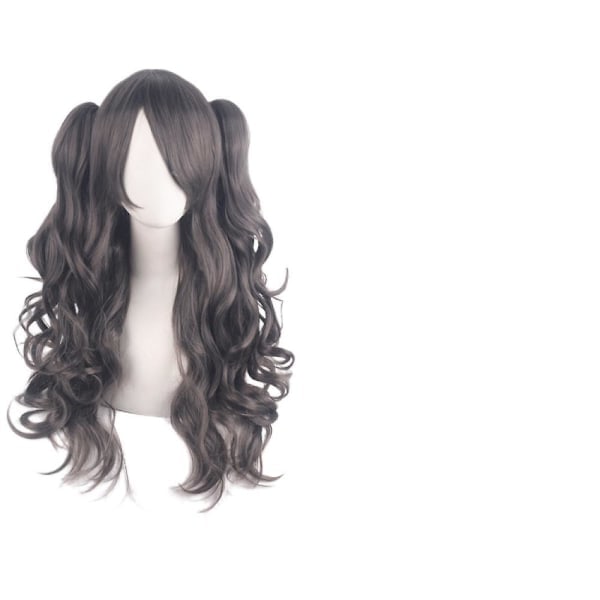 Lolita Long Curly Clip On Ponytails Cosplay Wig, Double Ponytail Tiger Clip Long Curly Wig (Grey), wz-1351