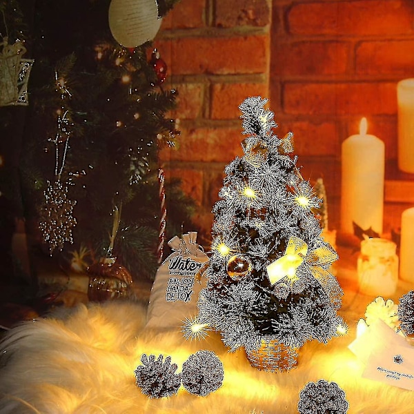 Liten juletre med lys, mini-juletrær til skrivebord (40 cm)