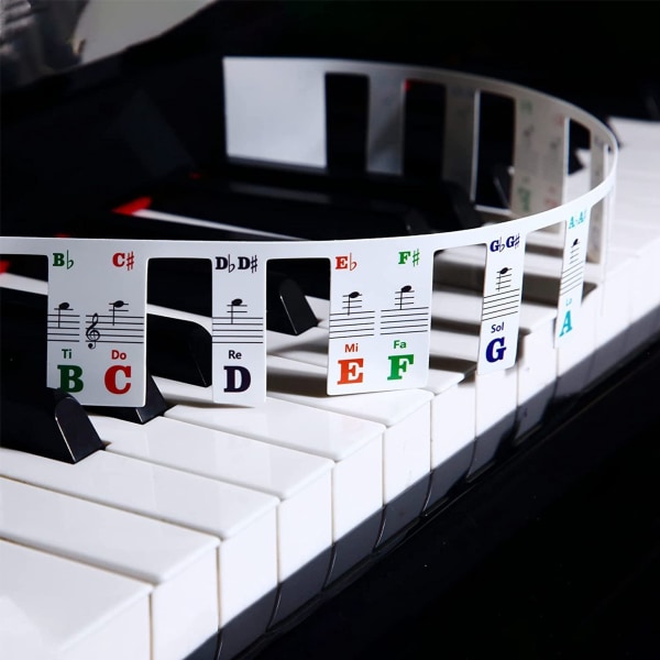 Klaviaturklistermärken i silikon för 61 tangenter, Återanvändbara, Avtagbara, Piano Stavnot Klistermärke Notationsversion