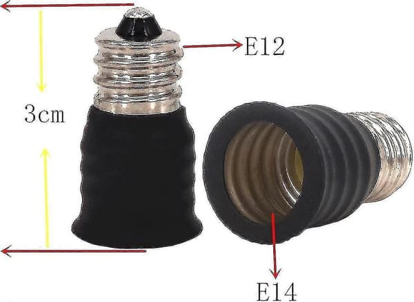 Sett med 10 E12 til E14 adaptere for glødepærer E12 til E14