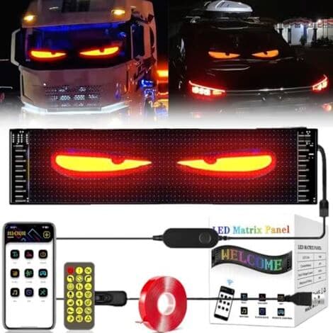 Devil Eyes LED-øyne for lastebiler og biler, fleksibel skjerm, programmerbar (70 x 173 mm)
