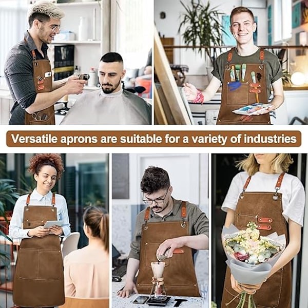 Lerreklede i Canvas for Menn med Lommer, Justerbar Stropp og Store Lommer, Kjøkken Matlaging Baking Kokk Lerreklede